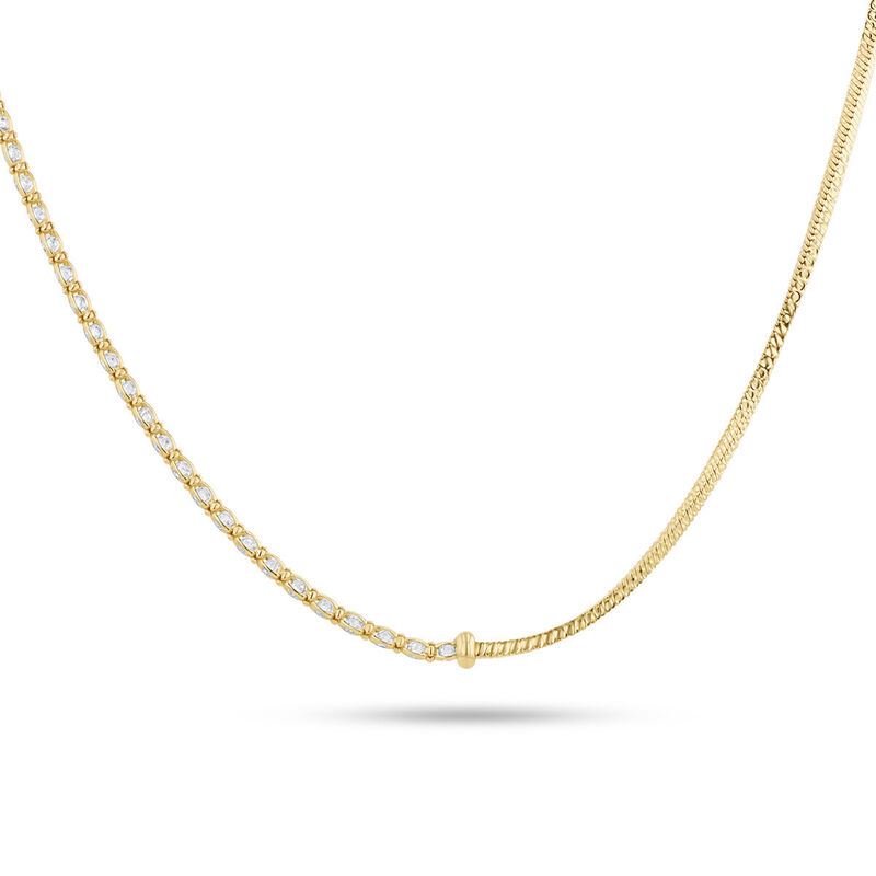 Cadena Plata Dorada 925 Con Piedras De Color image number null
