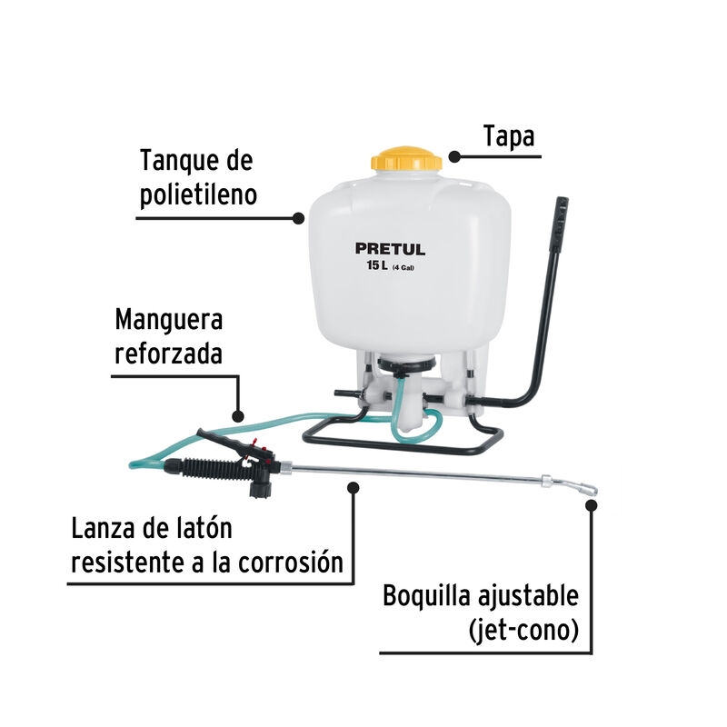 Fumigador de 15 L Manual de Mochila Pretul image number null