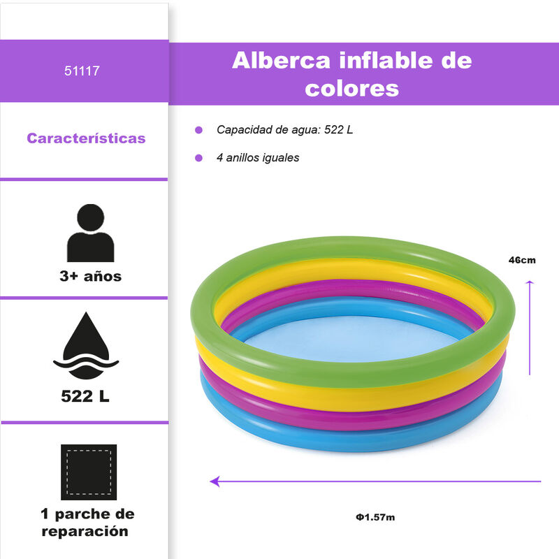 Alberca Inflable Infantil Dise&ntilde;o Arco&iacute;ris Bestw... image number null
