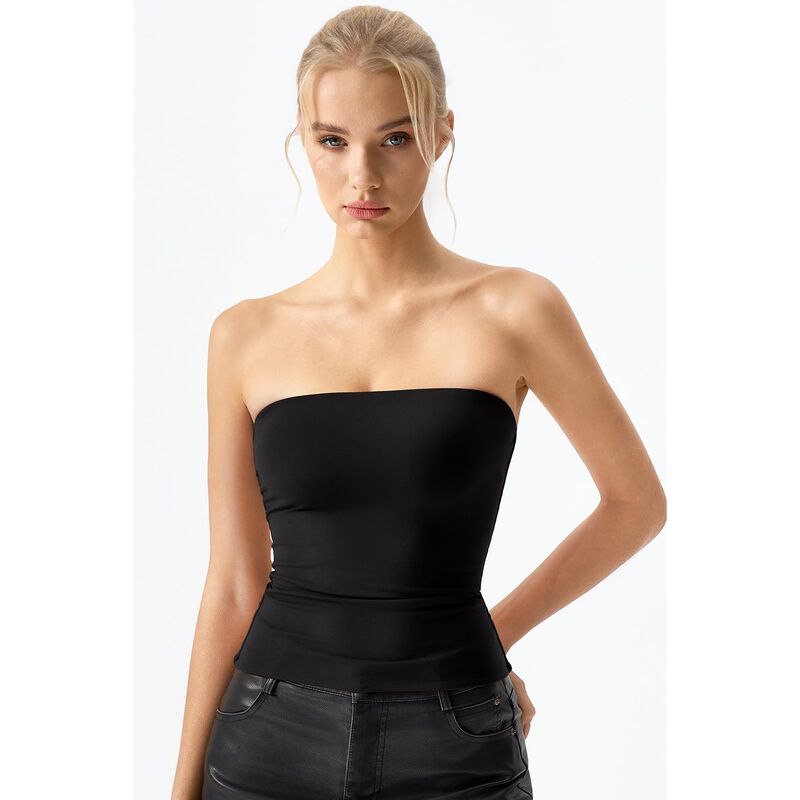 Top Tubo Qinsen Negro Sin Tirantes Doble Forro image number null