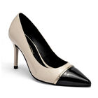 Clasben zapatilla para mujer beige negro charol cod 140358-E