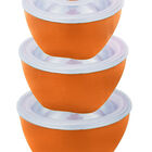 Juego de 3 Ensaladeras Acero Inoxidable con Tapa - Naranja