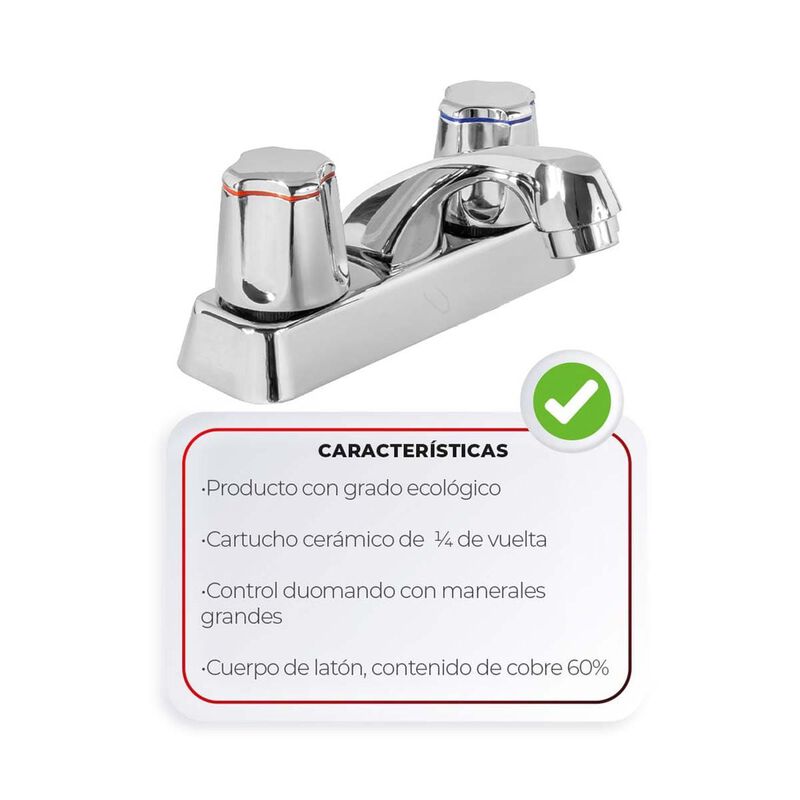 Llave Mezcladora Met&aacute;lica Para Lavabo Iusa, 4&rdquo; image number null