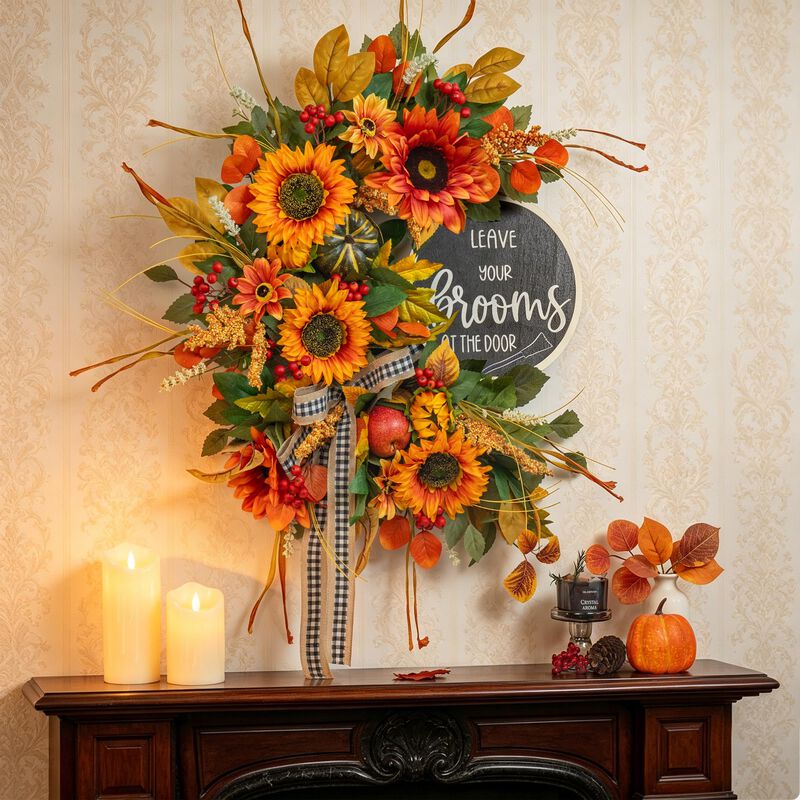 Corona Soomeir 61 cm Girasoles Oto&ntilde;o Para Puert... image number null