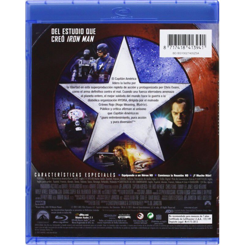Capit&aacute;n Am&eacute;rica: El Primer Vengador [blu-ray] image number null