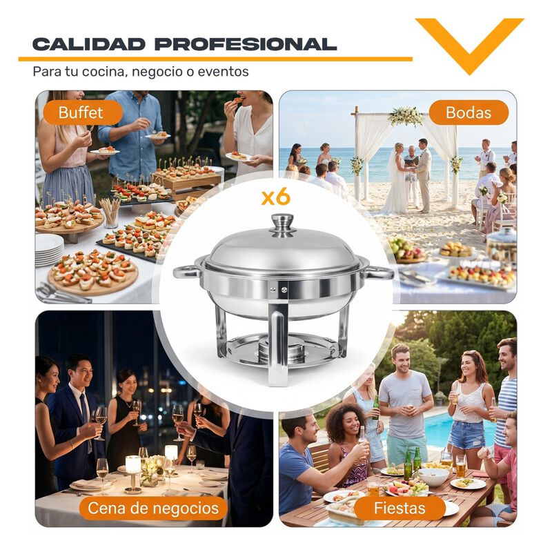 Bufetera Redonda 4.6l Kit 6pz Cacerola Vapor Ac... image number null