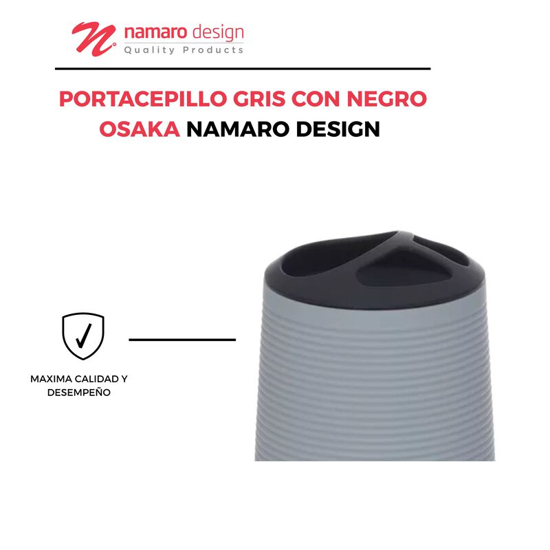 Portacepillo De Dientes Gris Con Negro Osaka Na... image number null