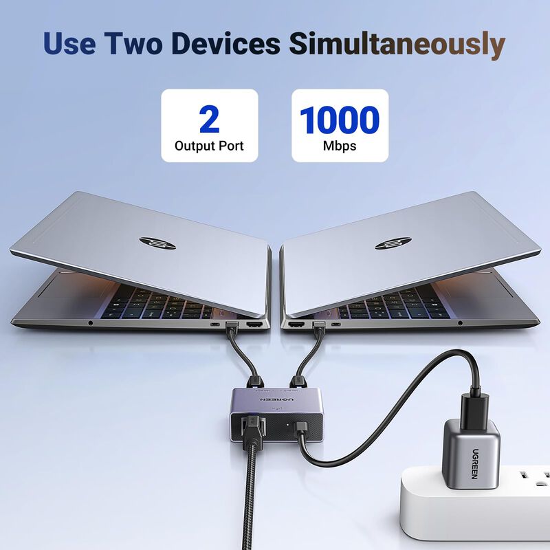 Divisor Ethernet Ugreen 1000 Mbps 1 A 2 Para Pc... image number null