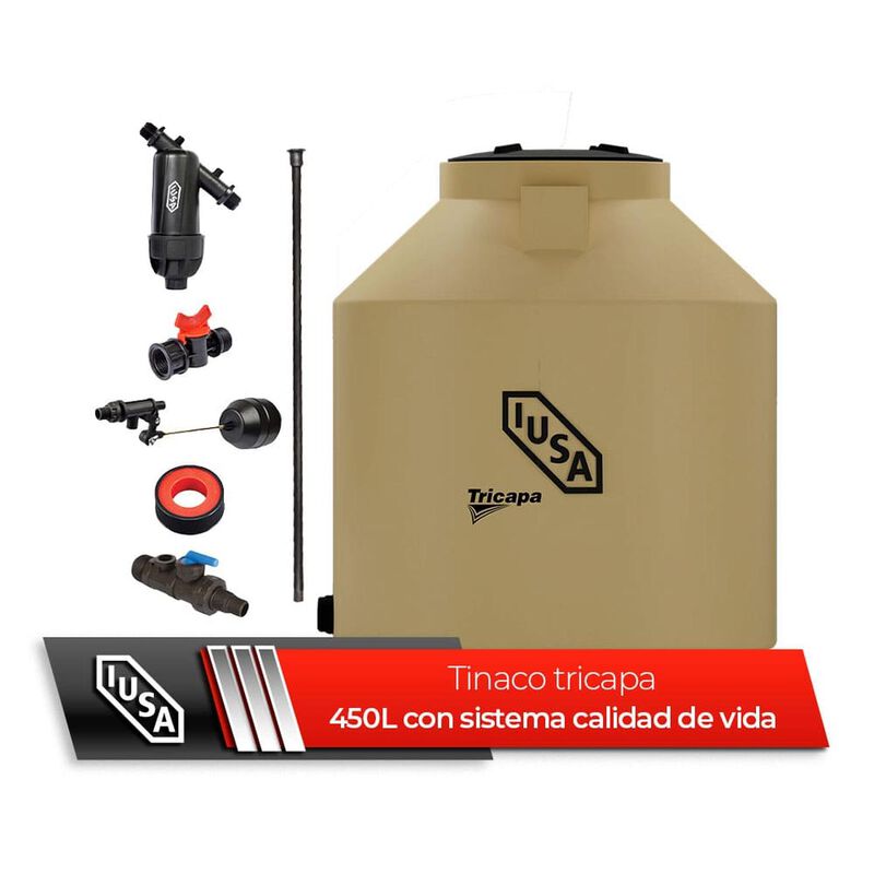 Tinaco Tricapa Iusa, 450 L., Beige + Sistema Ca... image number null