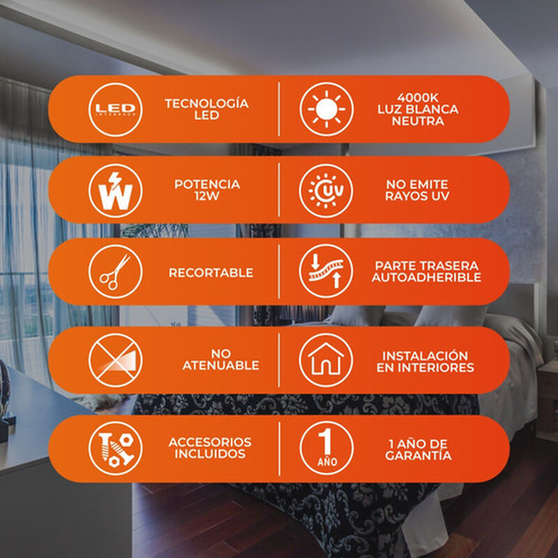 Tira Led 5 Metros De Longitud 12w Luz Blanca In... image number null