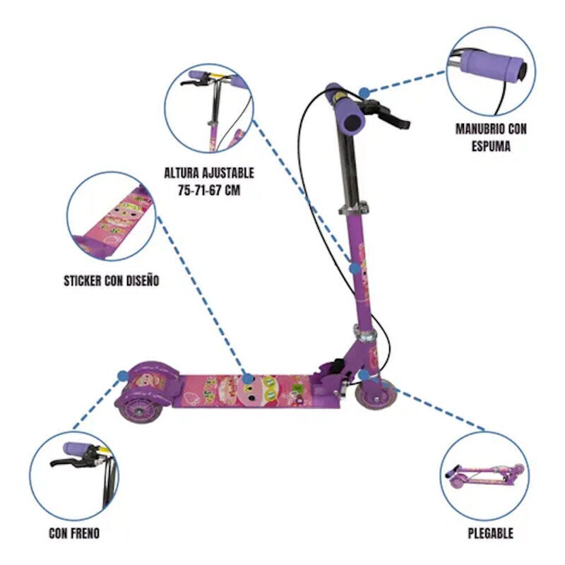 Patin Del Diablo Violeta Scooter Tres Llantas C... image number null