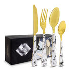 Juego de Cubiertos Marmol Dorados