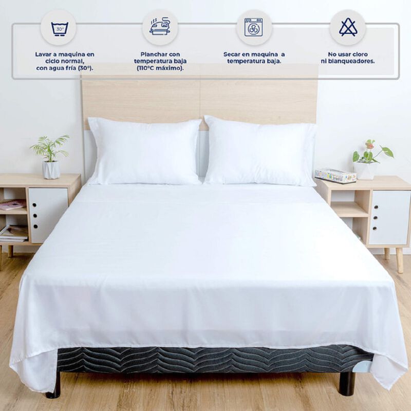 Juego de Sábanas Soft Queen Size Blanco Atlas d... image number null