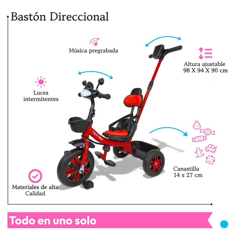 Triciclo C/ Bast&oacute;n Dirigible Torreta Musical y ... image number null