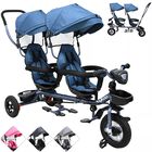 Triciclo Doble Ni&ntilde;os Asiento Giratorio Gemelar Con Luz Y Sonido Cintur&oacute;n De Seguridad Y Llantas De Goma Desde 1 A&ntilde;o Azul