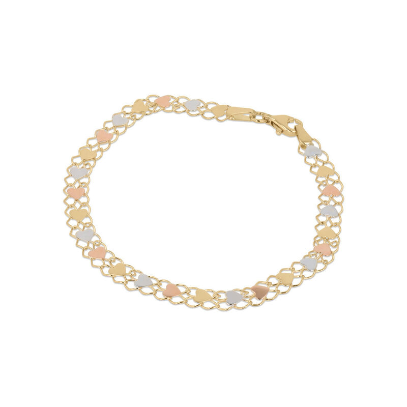 Pulsera De Oro Florentino 14k-18.5cm Con Corazo... image number null