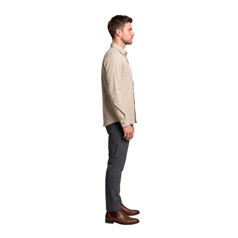 Atlo Camisa Lisa Manga Larga Beige Para Hombre image number null