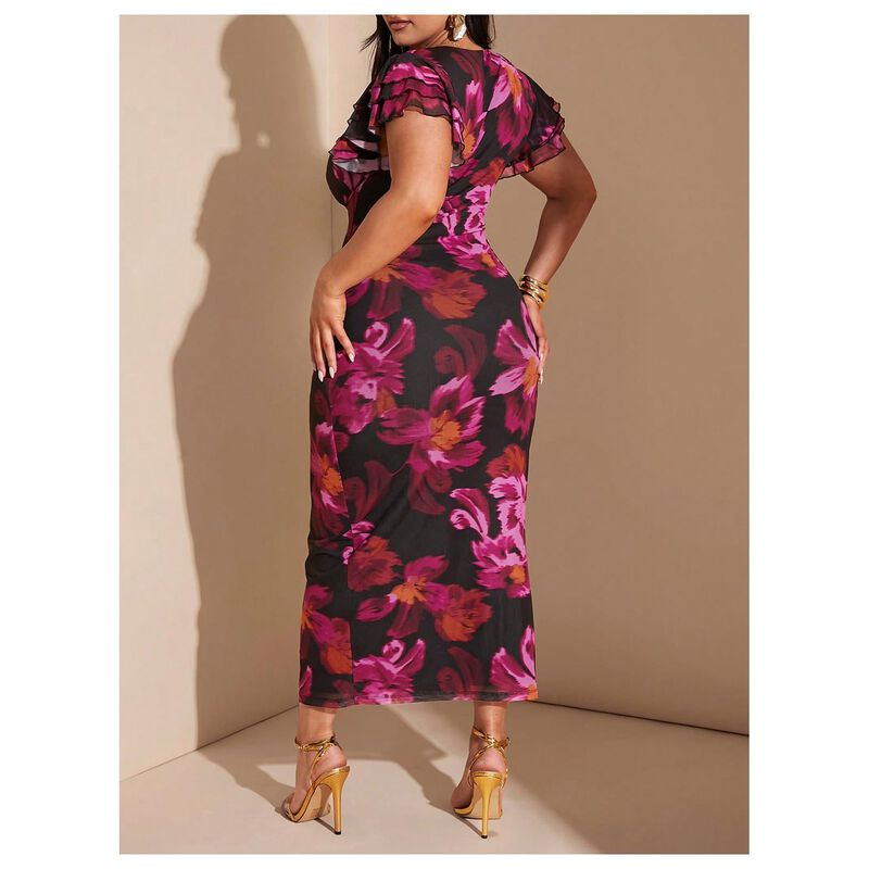 Vestido Maxi Floral BEAUDRM Talla Plus image number null