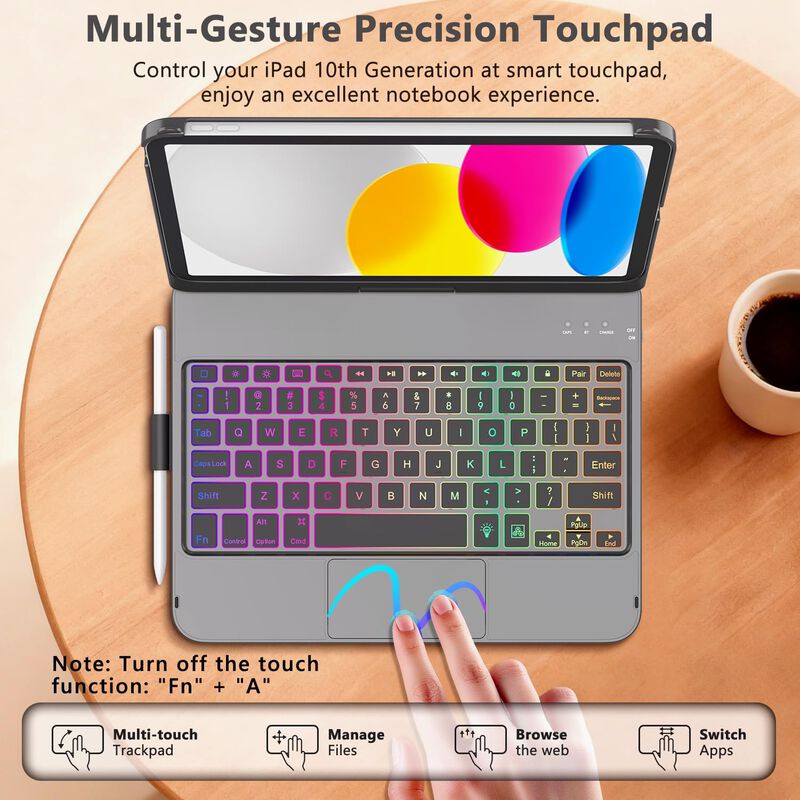 Funda Con Teclado Fuwang Para Ipad 11" A16 10.9... image number null