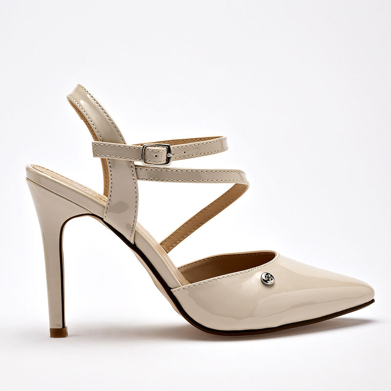 Moramora zapatilla para mujer beige charol cod ... image number null