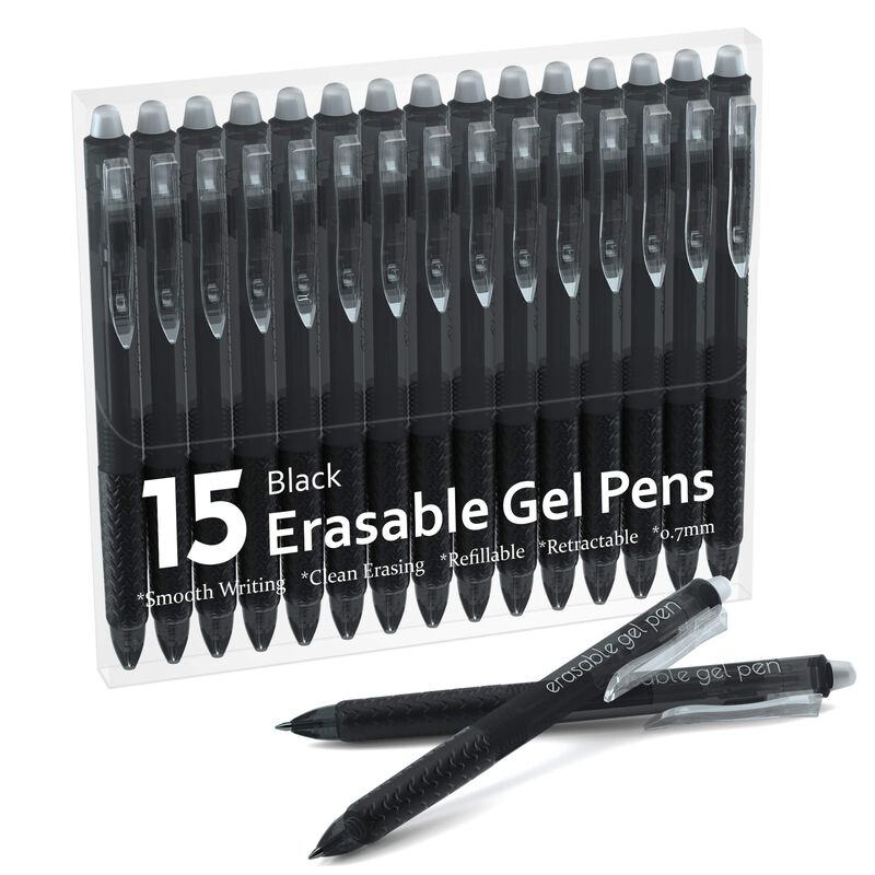 Bol&iacute;grafos De Gel Lineon 15 Unidades Negro Borr... image number null