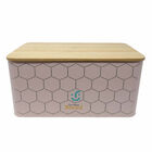 Contenedor Met&aacute;lico Rectangular Con Tapa De Bamb&uacute; Ideen Panera