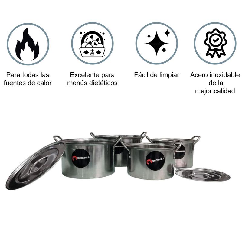 Juego de ollas con tapa Acero Inoxidable 8 pz E... image number null