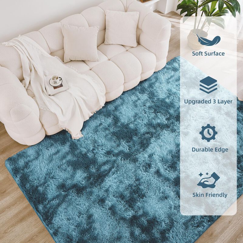 Alfombra Litanika 122x183 Cm Tie-dye Azul Pavo ... image number null