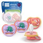 Chupete Avent Ultra Air Ortod&oacute;ntico De Silicona 18m+ Paquete De 4