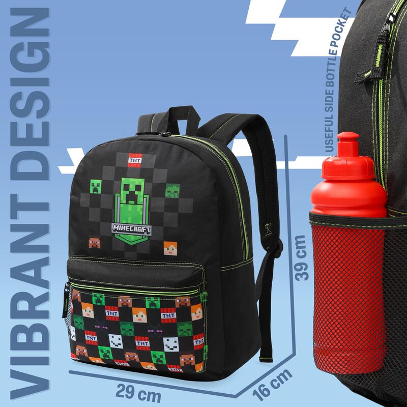 Mochila Escolar Minecraft Kids Con Bolsillo Fro... image number null