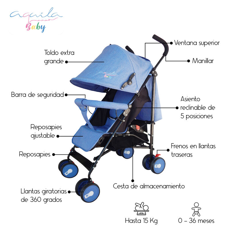 Carriola Plegable con Cubre-pies Aquila Azul Ha... image number null