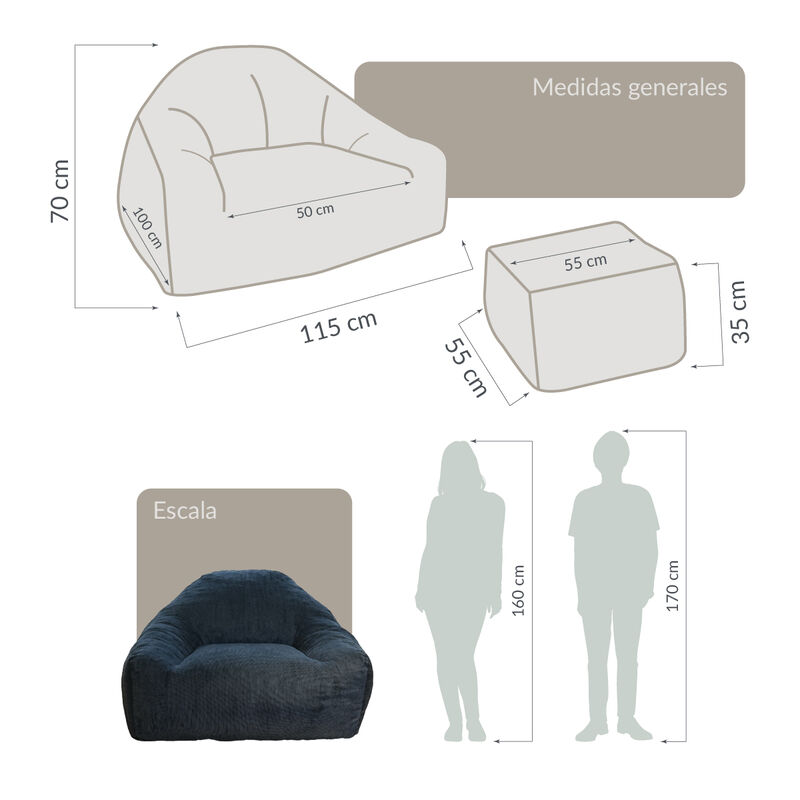 Sill&oacute;n Espuma Alta densidad LIKKA Navy Blue 1 p... image number null