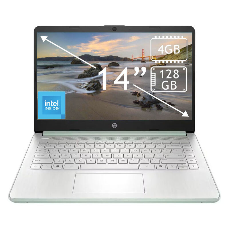 Combo Laptop Hp 14" Celeron 128Gb 4Gb Ram Verde... image number null