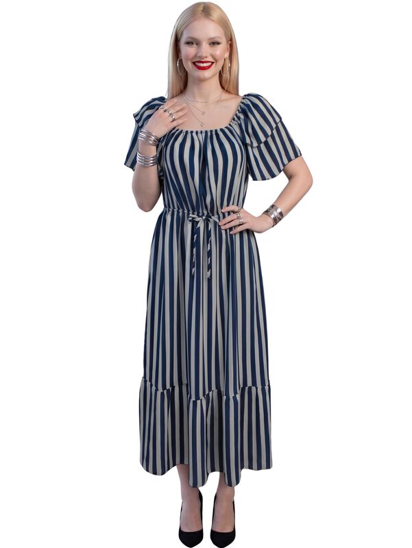 Vestido Midi De Rayas Verticales, Corte Favorec... image number null
