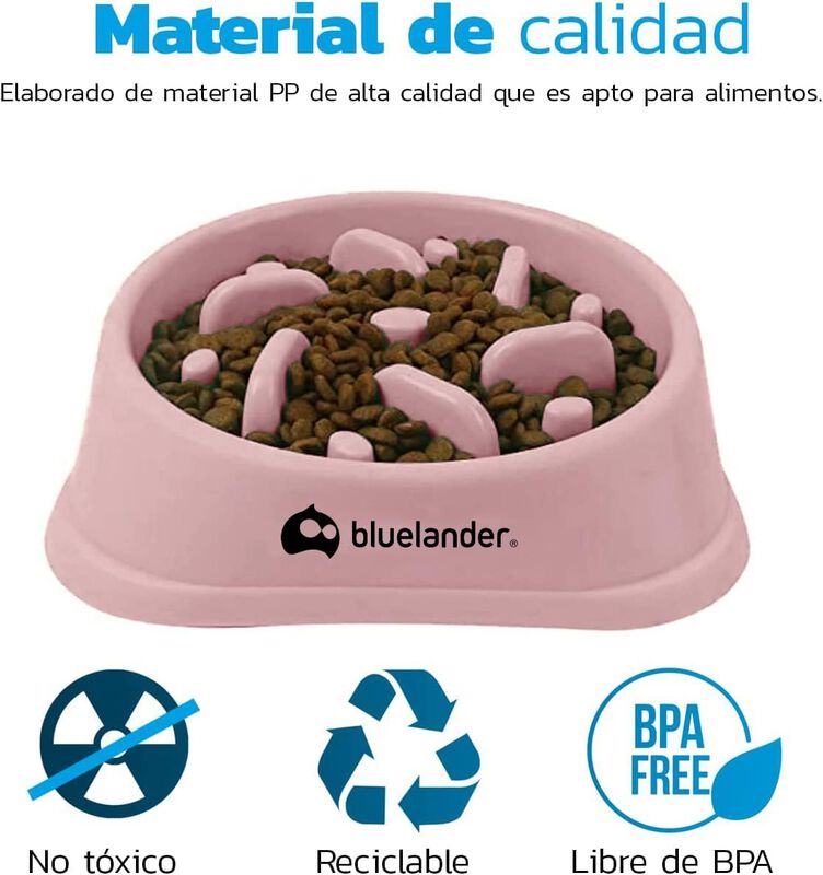 Plato de Alimentación Lenta Rosa para Mascotas ... image number null