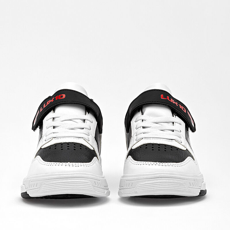 Lux-10 tenis para ni&ntilde;o  blanco negro rojo cod 1... image number null