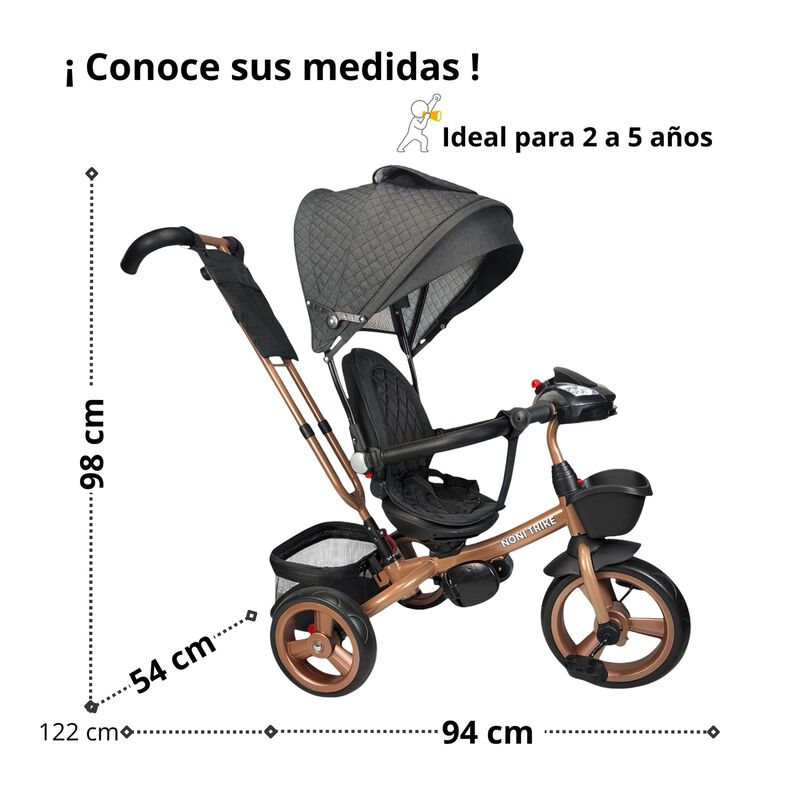 Triciclo 2en1 Carreola Bast&oacute;n Direccional Ajust... image number null