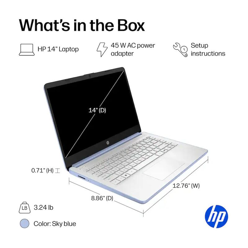 Laptop Hp 14-dq6102dx 14" Hd 4gb Ram 128gb Inte... image number null