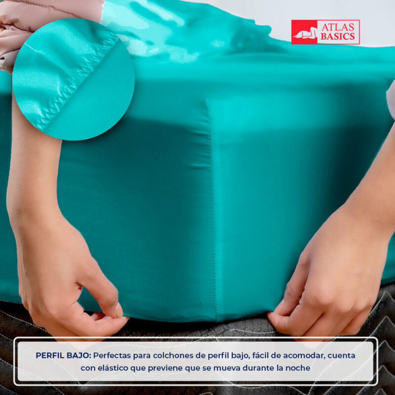 Juego de Sábanas Soft Queen Size Turquesa Atlas... image number null