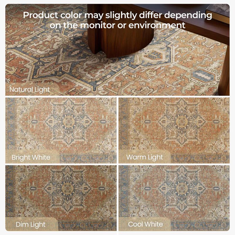 Alfombra Kokia 122x152 Cm Terracota Lavable Boh... image number null