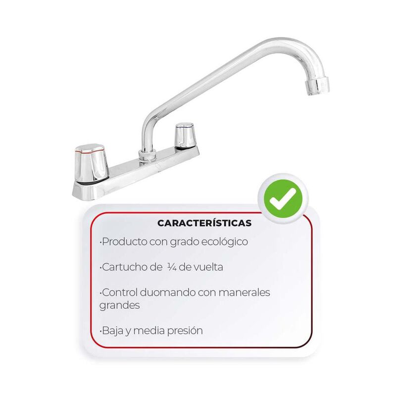 Llave Mezcladora Metálica para Fregadero Ecológ... image number null