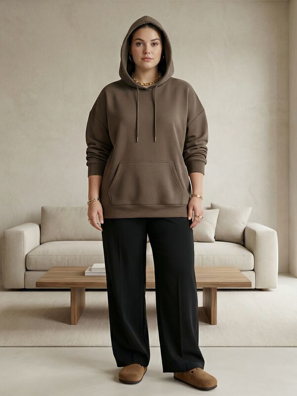 Sudadera Oversize C&oacute;moda Vers&aacute;til SUD-1021 Caf&eacute;... image number null