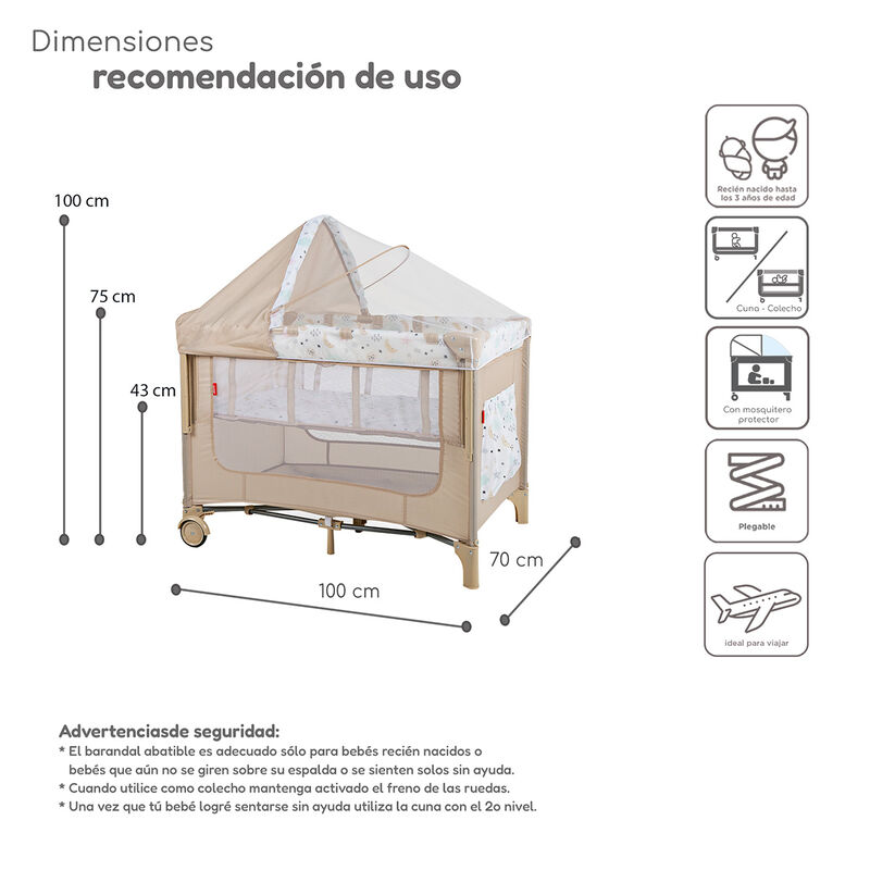 Cuna Colecho D&rsquo;Beb&eacute; con 2 Niveles Mosquitero Ac... image number null