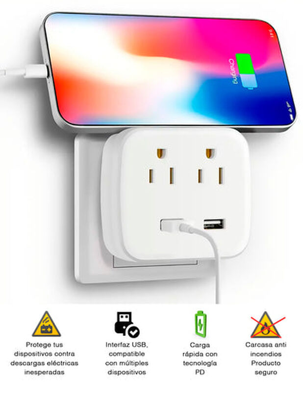 Multicontacto Fratech Con 2 Puertos USB y 2 Enc... image number null