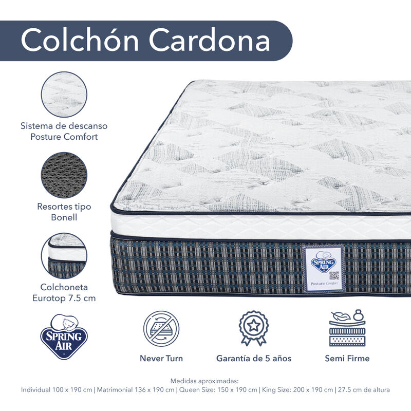 Colch&oacute;n Queen Size Cardona Spring Air image number null