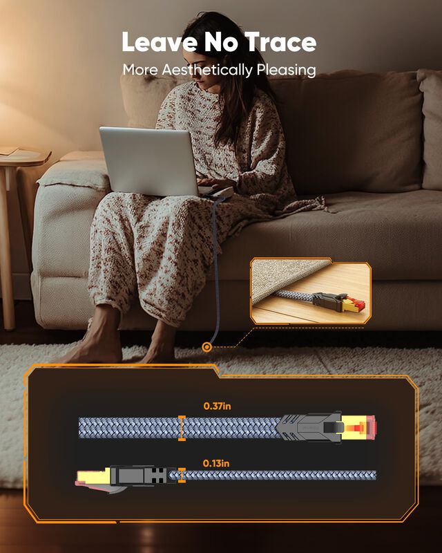 Cable Ethernet Snowkids Cat 8, 10 Pies, 40 Gbps... image number null