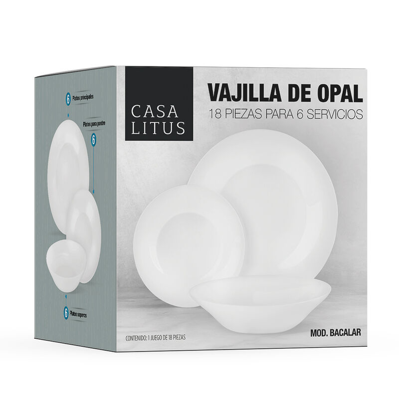 Vajilla de Opal 6 Personas 18 Piezas Platos Ult... image number null