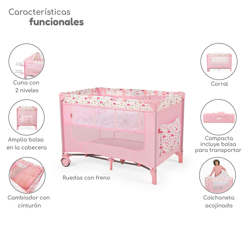 Cuna Corral Plegable con Cambiador y Dos Nivele... image number null