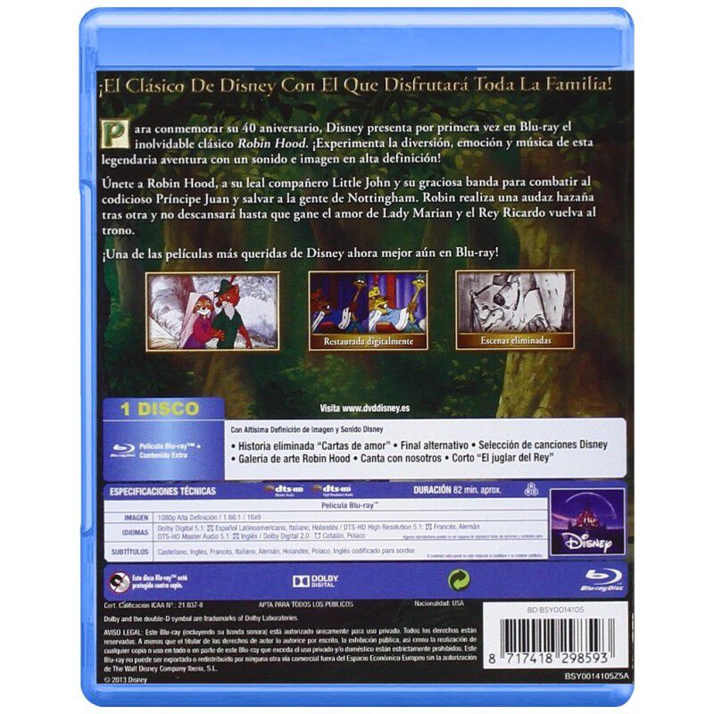 Robin Hood [blu-ray] De Disney image number null