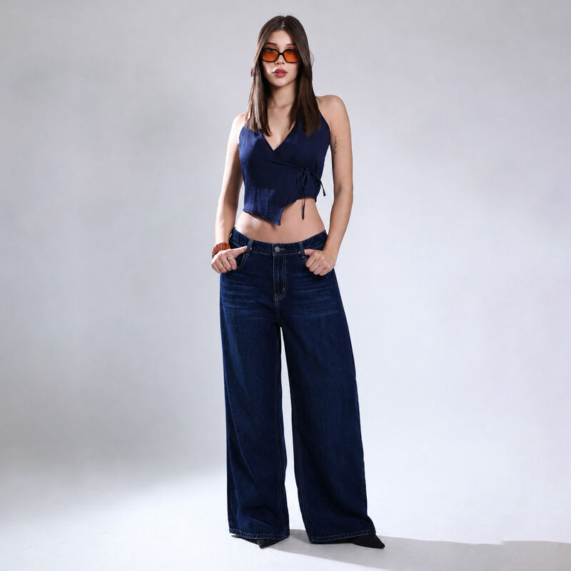 Pantal&oacute;n Wide Leg Mujer Savi Jeans Azul Tiro Me... image number null